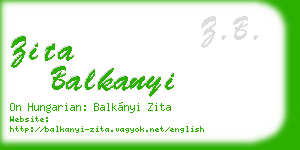 zita balkanyi business card